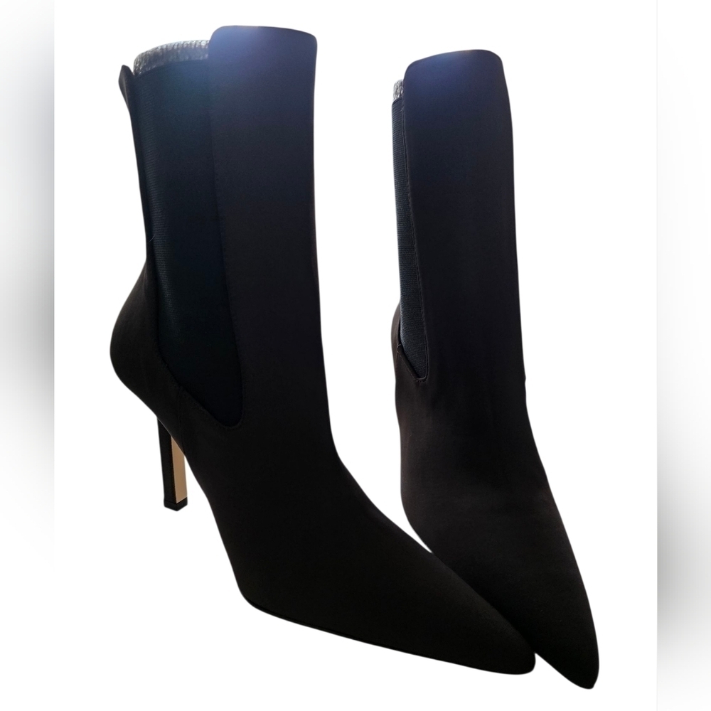 Good American Brown High Kickstand Stiletto Booties Size 7.5